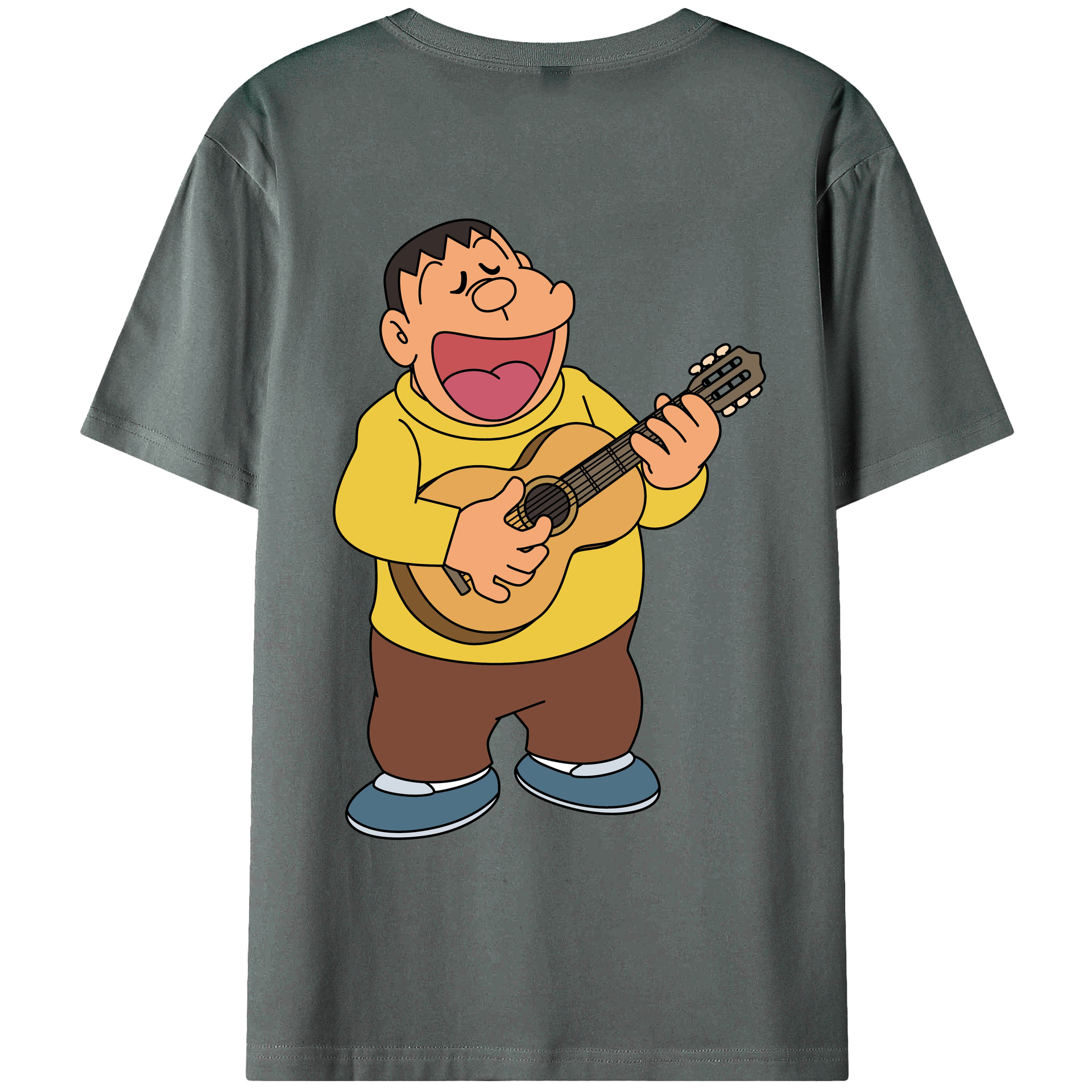 （画像用） ドラえもん 剛田武 Doraemon Gouta Takeshi 綿100％ メンズ半袖Tシャツ（バックプリント） 通気性